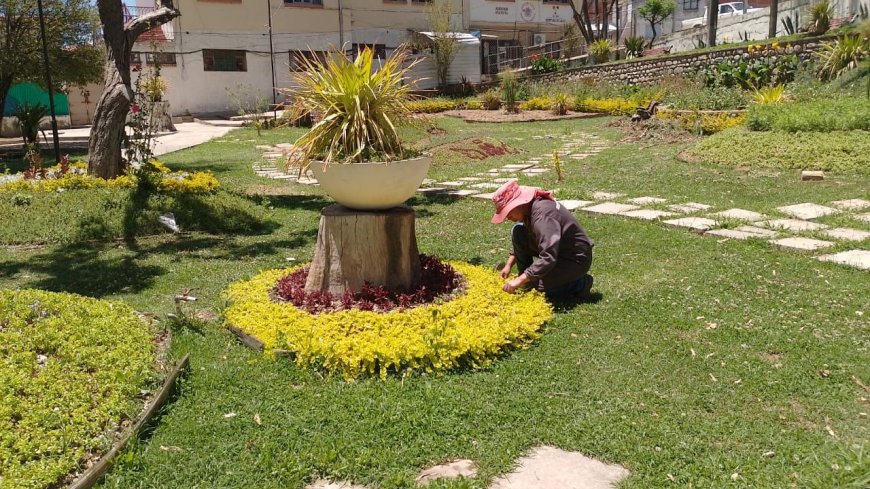 Obras Públicas intensifica trabajos de embellecimiento de áreas verdes rumbo a la temporada alta de turismo en Tarija