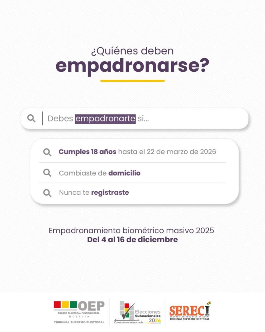 #EspacioPublicitario /// Empadronamiento Masivo elecciones subnacionales 2026