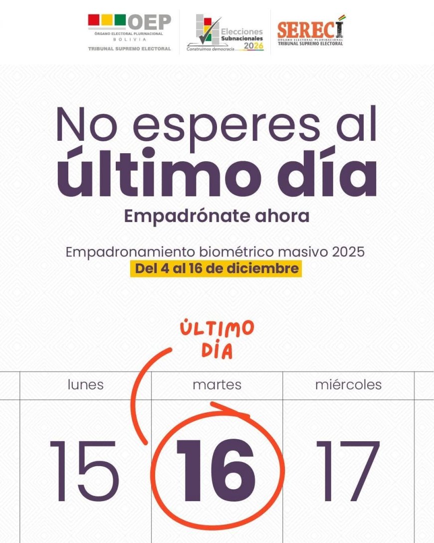 #EspacioPublicitario /// Empadronamiento Masivo elecciones subnacionales 2026