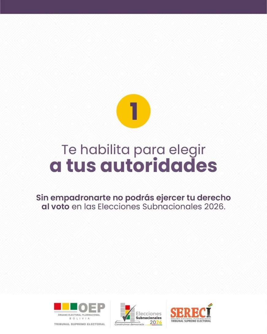 #EspacioPublicitario /// Empadronamiento Masivo elecciones subnacionales 2026