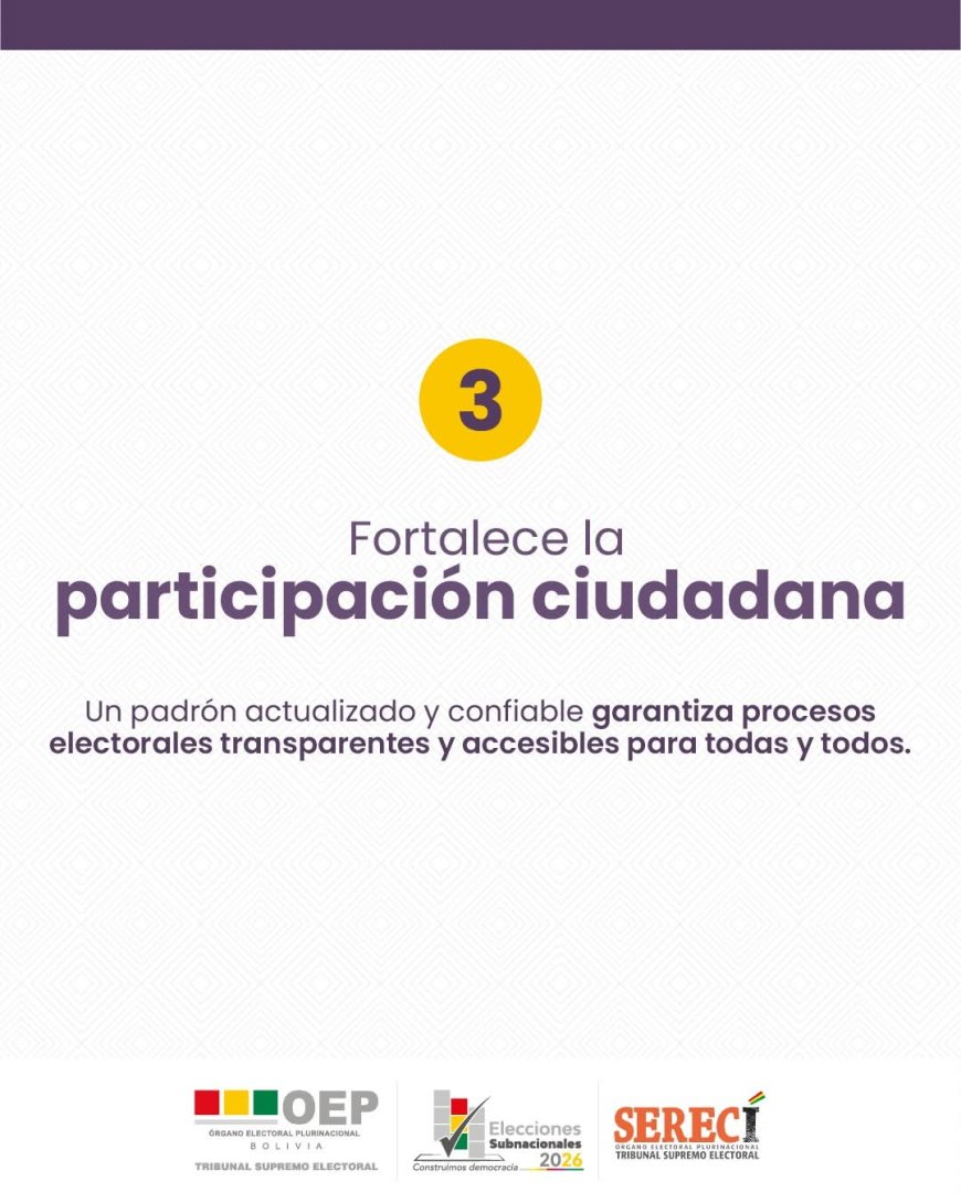#EspacioPublicitario /// Empadronamiento Masivo elecciones subnacionales 2026
